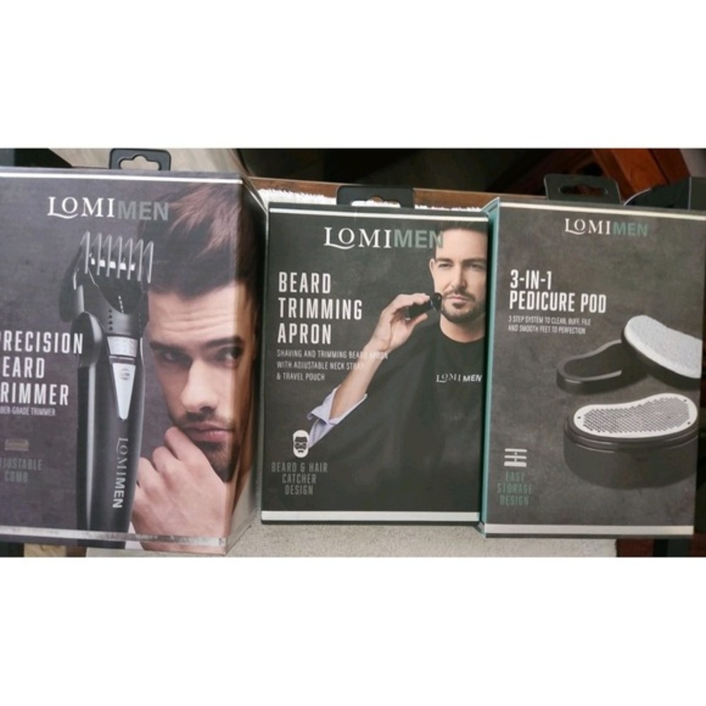 Lomimen precision beard‎ trimmer, Beard Trimming Apron, 3-N-1 Pedicure Pod NEW